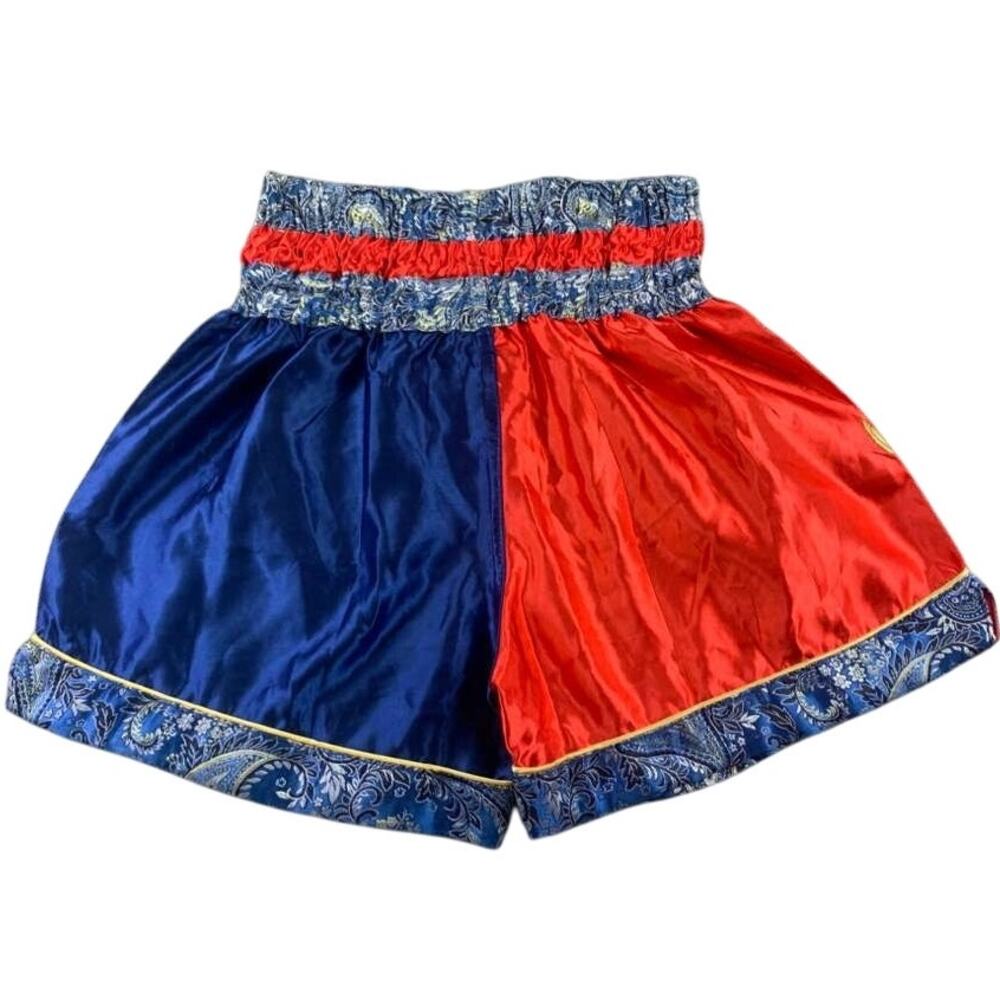 Mui Thai Boxing Shorts Men L Multi Elastic Waist Patch Thai Script Embroidery - Picture 2 of 6